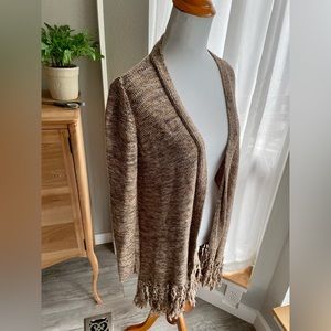 INC International Concepts Earth Tone Open Cardigan with Fringe- Size Small